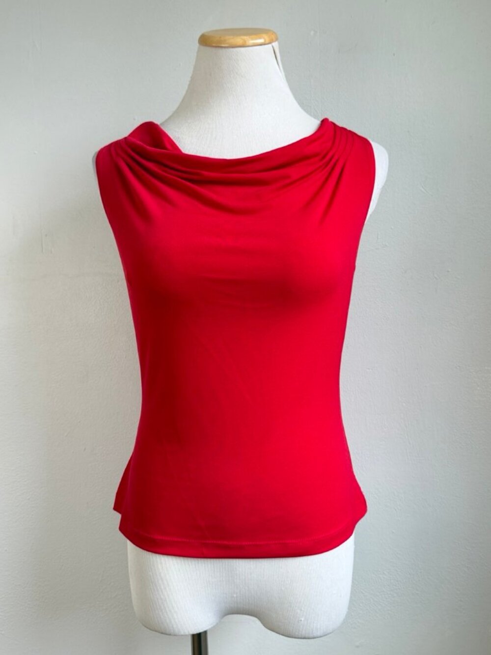 Calvin Klein Top Size PXS Petite XS NEW Red Draped Cowl Neck Sleeveless Blouse